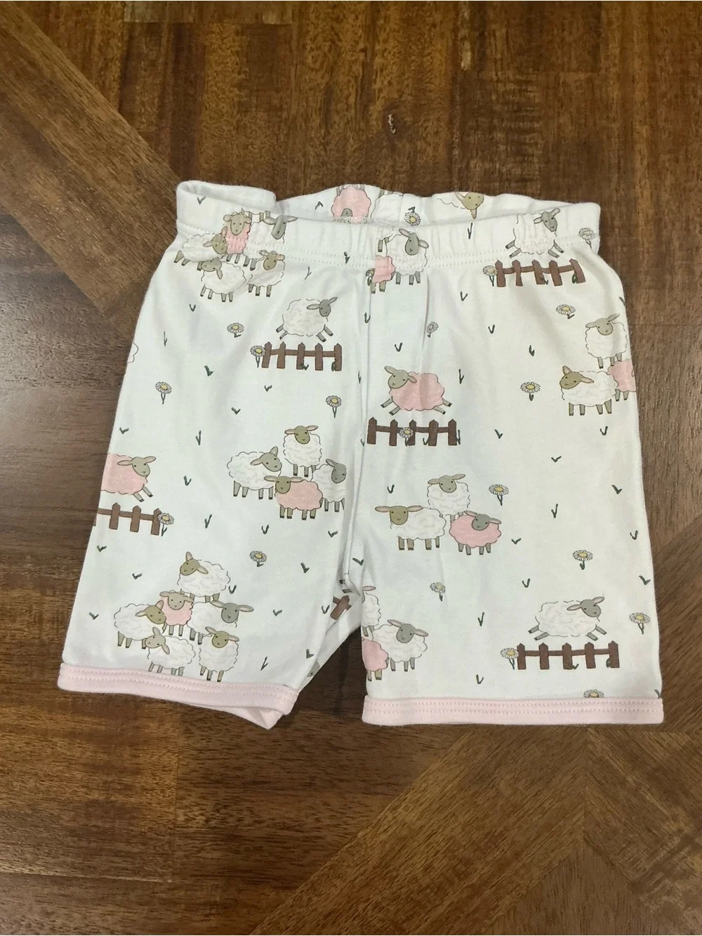 Bella Bliss Size 2 Sheep Print Pink & White Shorts